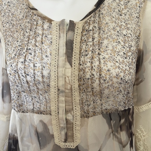Sundance Sheer Laced Sleeves Boho Top. Size PM. P/A1721 - Picture 2 of 8